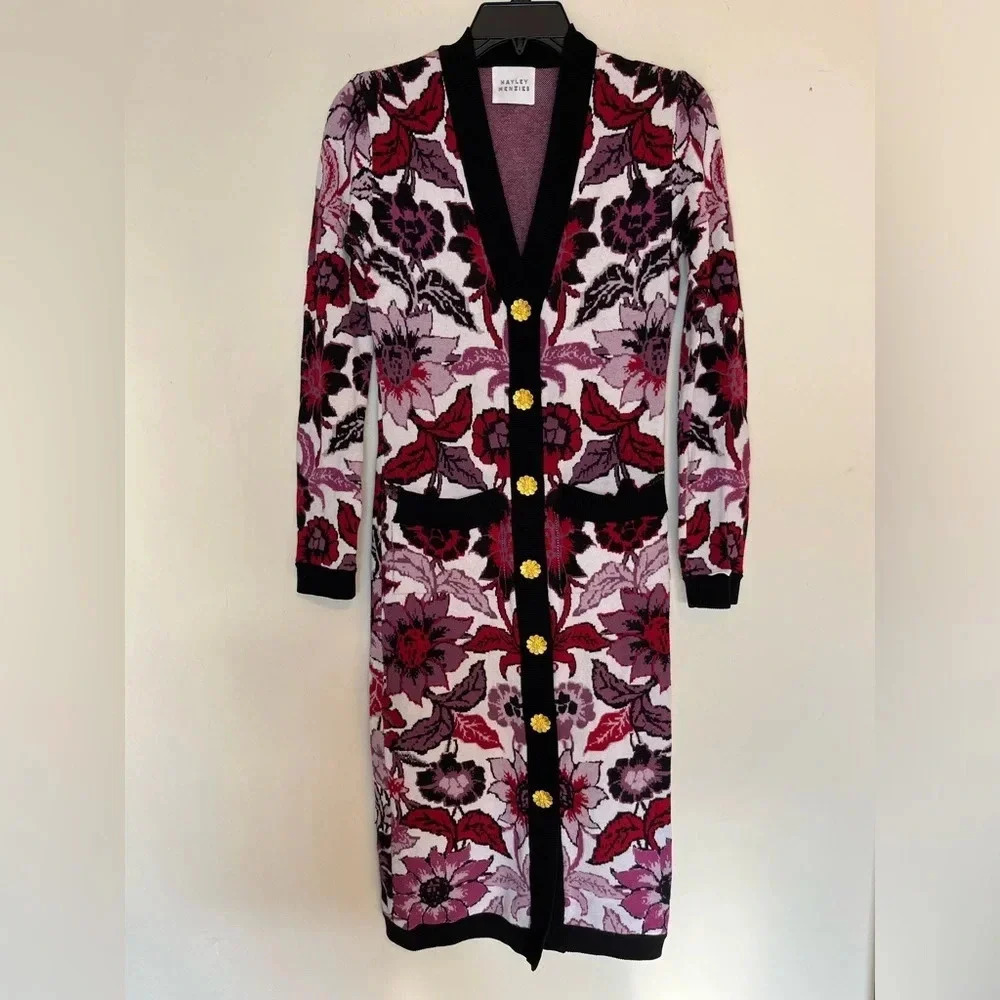 Hayley Menzies Floral Jacquard Knit Midi Dress size XS - Picture 3 of 5
